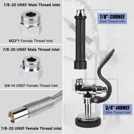 COOLWEST Pre Rinse Spray Valve with 44” Commercial Sink Sprayer Hose and Overhead Spring, Black Pre Rinse Sprayer with Stainless Steel Hose & Spring Replacement Kit for Commercial Kitchen Faucets