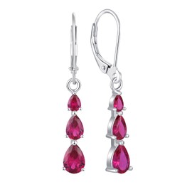 Starchenie Teardrop Dangle Earrings Sterling Silver Leverback Ruby Jewelry