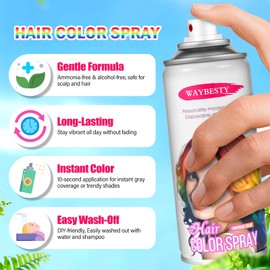 Waybest Temporary Hair Color Spray, Washable Temporary Hair Color for Women, Man, Temp Hair Dye for Women, Man or Kid, Natural Hair Strong Style Gel Cream Hair Dye for Cosplay, Party (Red, 100ml)