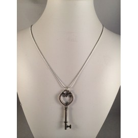 Unbranded Love Heart Shaped Skeleton Key Necklace, Silver Chain, Women's Valentines Gift