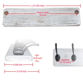 Dseap Coat Rack Wall Mounted with 5 Coat Hooks - Heavy Duty Wooden Wall Coat Hanger for Clothes Hat Jacket Clothing, White & Black