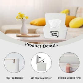 Klmnop Dog Wipes Dispenser for Paw & Butt Cleaning, 8.3L x 4.9W x 3.9H inch Wipe Holder with Lid, Refillable & Portable(White)