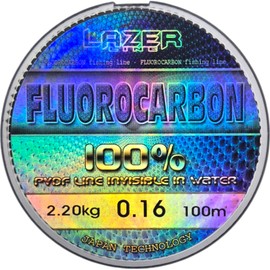 LAZER LINE Fluorocarbon Fishing Line 100 m Diameter 0.16 mm Test 2.2 kg - Transparent Leader Line for Pike Zander Perch Trout Carp - Fluorocarbon Leader - Predator Fishing Line - Fluorescent Carbon