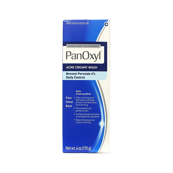 PanOxyl 4 Acne Creamy Wash, 4% Benzoyl Peroxide 6 oz (Pack of 3)
