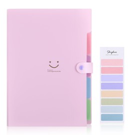SKYDUE 5 Pockets Expanding File Folder, File Folders, Cute Accordion File Organizer with Labels, Letter Size Folder for Documents, Portable Folders -Purple