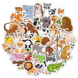 100pcs Wild Animals Stickers for Kids Waterproof Vinyl Cute Animals Stickers for Water Bottle Scrapbook Laptop Skateboard Computer Stickers for Teens Kids Girls
