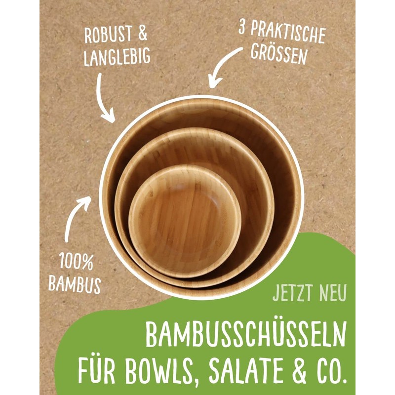 pandoo Bamboo Bowls, Fruit Bowl, Bamboo Bowl, Bowl Set, Salad