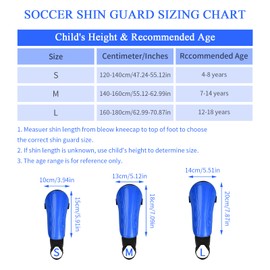 Children's Shin Pads Football with Ankle Football Youth Boys Girls Breathable Football Shin Guards, Child Pillow Protector Reduces Shock Injuries Calf Protection Equipment (M, Blue)