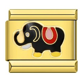 Gold Elephant Indian African Charm Silver Italian 9mm Link Stainless Steel Bracelet Charm Compatible With Nomination 9mm Bracelet