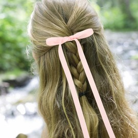 Pink Cute Bows Hair Clips Bow Hairpin Sweet Double Bow Hair Barrettes For Women Girl Cute Braided Long Ribbon Hair Clips Headwear Fashion Hair Accessories