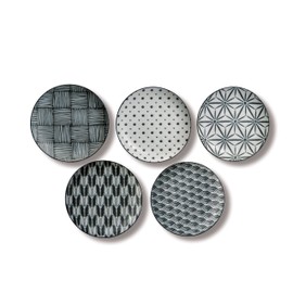 Awasaka 7-1960 The Modern Japanism Komon Bread Plate Set