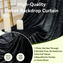 NSSONBEN 10×10ft Black Velvet Backdrop Curtain Panels for Party, Wrinkle Free Thick Velure Drapes for Backdrop, 2 Panels 5×10ft Velvet Curtains for Wedding Birthday Baby Shower Stage Photo Background