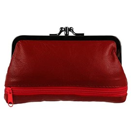 Leather Ladies Clasp Coin Purse by Oakridge 4 Colours Zipped Section Handy