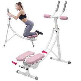 Ab Machine, Foldable Core & Ab Workout Equipment for Home Gym, Ab Trainer for Women & Men, 150kg/330lbs Weight Capacity (PINK PURPLE)