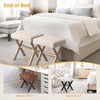 LUE BONA Square Linen Makeup Stool, Metal X Legs, Small