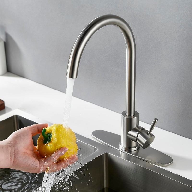 Kohonby Single Handle High Arc Brushed Nickel Kitchen Faucet Stainless