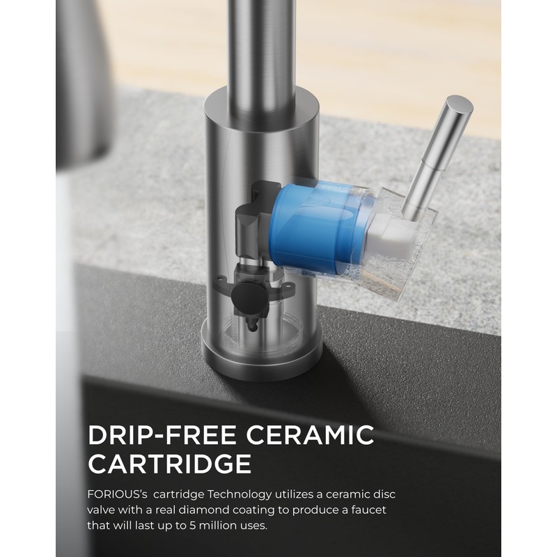 FORIOUS Touchless Kitchen Faucet with Soap Dispenser, Brushed Nickel, Hands-Free,