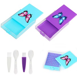 PAVIKE Diamond Art Tray, 2-Pack Tray, Diamond Painting Tools, Diamond Tools, Bead Sorting Tray, Plastic Bead Sorting Tray, Brush and Spoon, Art Bead Sorting Container, Drill Tray Classifier for DIY