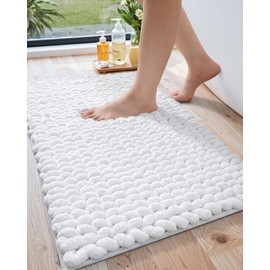 LUMI Luxury Bathroom Rug, Ultra Soft Quick Dry Bath Mat, Non-Slip Absorbent Thick Chenille Bath Rug, Cozy Braid Design Floor Mat for Bathtub, Sink, Laundry, Bedroom, White, 24"x36"