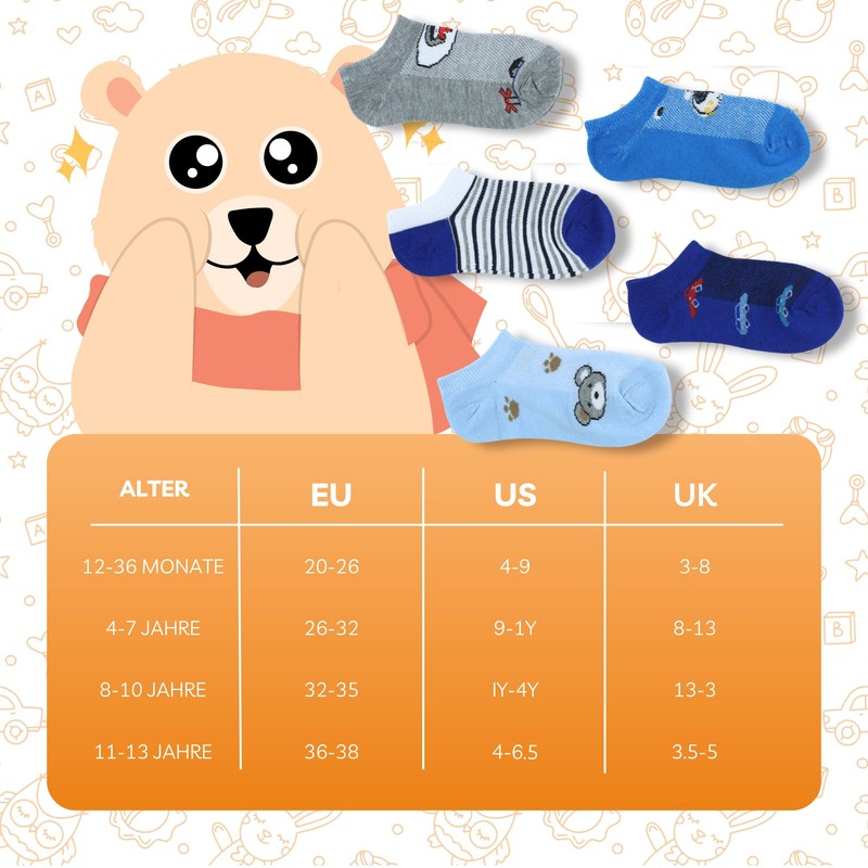 POPYS® 12 pairs of trainer socks for boys, trainer socks,