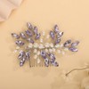 Teyglen Purple Rhinestone Wedding Hair Comb Bridal Pearl Crystal Hair