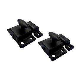 QCAA Oval Turn Cabinet Latch, for Cupboard & Other Furniture, Small, Matte Black, Made in Taiwan, 2 Pack