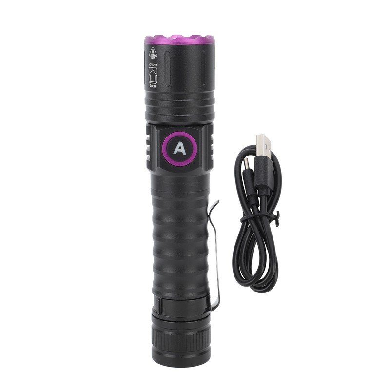 UV 395nm Flashlight USB Rechargeable Portable Handheld UV Flashlight Detection