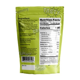 Krispy Kalamari Made with Real Calamari, Crispy, Yummy, Crunch, Tasty, High Protein, Fried Calamari, Snack, Resealable package, 8oz (Wasabi)