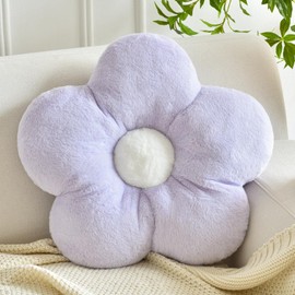 ZCNYCLAM Pillows, Soft Flower Shaped Pillow with Home Decorative for Couch Chair Bed,Flower Floor Throw Pillows for Adults Bedroom Living Room (Lavender Purple, 19.6 Inches)