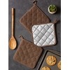 DII Basic Terry Collection Quilted 100% Cotton, Potholder, Brown, 3