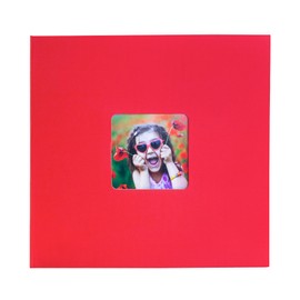 Kenro Red Photo Album for 200 Photos 6x4 Inch / 10x15cm with Space for Photograph on Front Cover, Slip-In Pages, Modern Design Great for Family Photographs, Aztec Series - AZ201RD