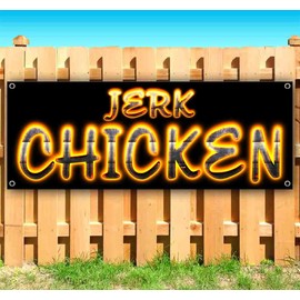 JERK CHICKEN Banner 13 oz | Non-Fabric | Heavy-Duty Vinyl Single-Sided With Metal Grommets
