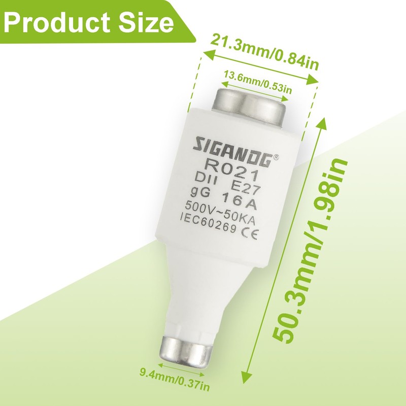 SIGANDG 16A DII E27 R021 Spiral Ceramic Fuses gG Diazed