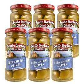 Santa Barbara Olive Co | Premium Individually Hand Stuffed Gourmet Green Cocktail Olives | 6 pack (5oz jars) (Feta Cheese Stuffed)