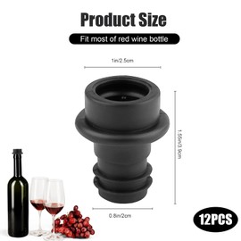 12Pcs Vacuum Wine Stoppers Wine Saver Wine Preserver,Resealable Wine Pump Vacuum Stoppers,Reusable Rubber Bottle Stopper Bottle Corks for Preserve Wine Flavor Wine Accessories
