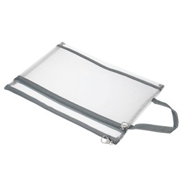 PATIKIL Nylon Document Zip Pouch with Handle A4 Mesh Clear Files Bag for Office Business, Gray