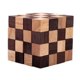 Engelhart - 350170- Anaconda wooden brain teaser puzzle expert level for adults - 1 piece - solution in game - 8 cm cube