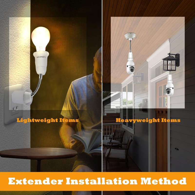 Lybuorze Light Bulb Extender Socket (2-Pack), 19 CM 7.5 Inch