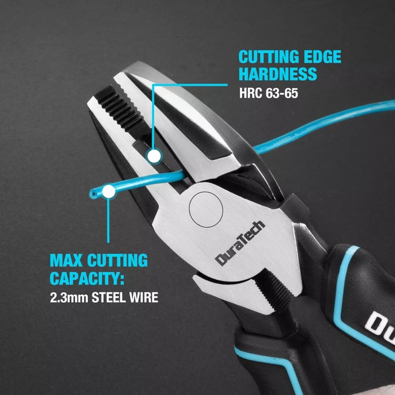 DURATECH 8" High Leverage Linemans Plier Cr-Ni Side Cutter Linesman