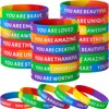 QEERBSIN 60 Pcs Inspirational Silicone Bracelets Motivational Bands