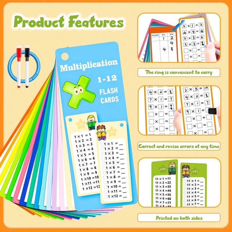 Multiplication Flash Cards 0-12, Math Flashcard Set (Multiplication)
