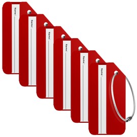 Travelambo 6 Pack Luggage Tags for Suitcases Aluminum Privacy Protection Bag Tags Luggage Identifier Travel Accessories Essentials (Red)