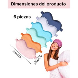 Antifaz Para Dormir, Pack de 6 Antifaces Para Dormir Mujer, Tapa Ojos Ajustable Para Viajes y Oficina, Alivio de Migrañas y Meditación, 20.5 x 9.5 cm en Colores Variados