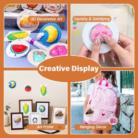 Tdealizaty 41 Pcs Foam Texture Painting Kit, Includes 16 Pcs Magic Foam Texture Paper, 12 Colors Acrylic Markers, 2 Water Pens, Mini Easel, 10 Bead Chains