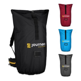 Journext 2-in-1 Backpack Protective Cover & Rain Cover/Flight Cover Backpack/Protective Cover Airplane, Train and Bus/Flight Bag/Backpack Cover/Backpack Protection (Pure Black, L)