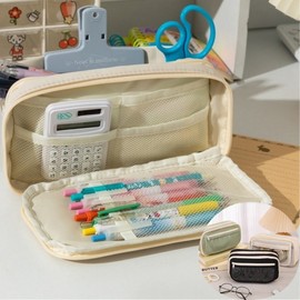 [Sarawang] Fabric Large Capacity Functional Pencil Case Multi-purpose Pouch for High School and College Students Pouch Chubby Pencil Case Mint GS 2ea