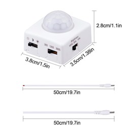 GOMING DC 5V 12V 24V Dimmable PIR Human Motion Activated Sensor Switch 3 Lighting Modes 3 Timing Off Modes 3 Brightness Modes for DIY LED Lighting(Max Load 72W)