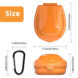 ARGOMAX Sports Mouth Guards Case, 1 Piece Sports Braces Case with Carabiner, Football Mouthguard Case, Orange.