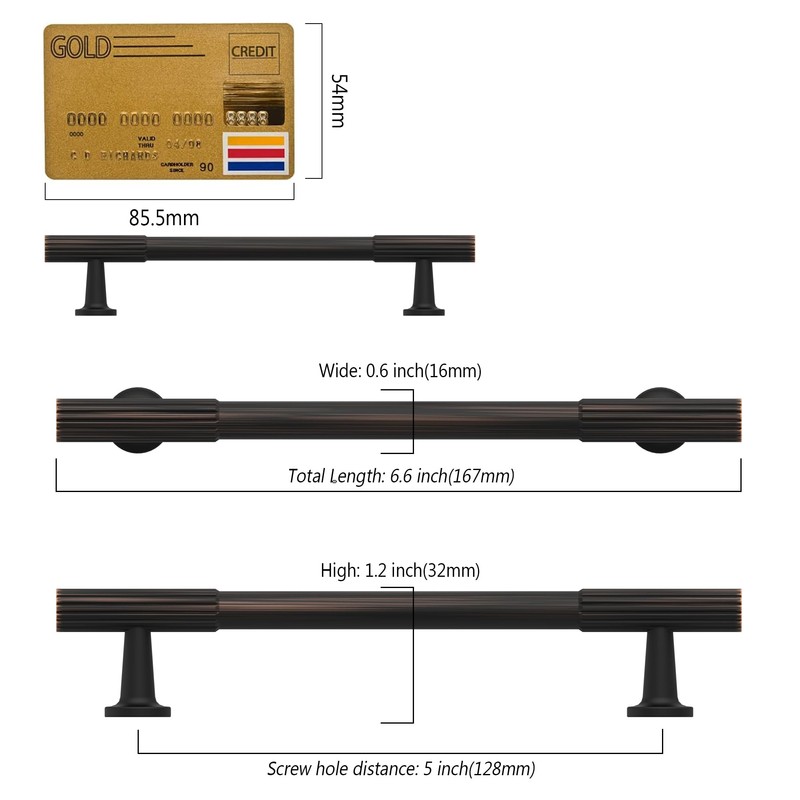 Amerdeco 10 Pack Oil Rubbed Bronze Cabinet Pulls 5 Inch(128MM)