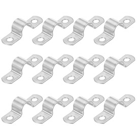 PATIKIL 12mm Rigid Pipe Strap, 12 Pcs 304 Stainless Steel Conduit Clamp 2 Hole Thicken U Bracket Pipe Clamp Tube Strap for Pipe Cable Wire Fixing, (4/9")